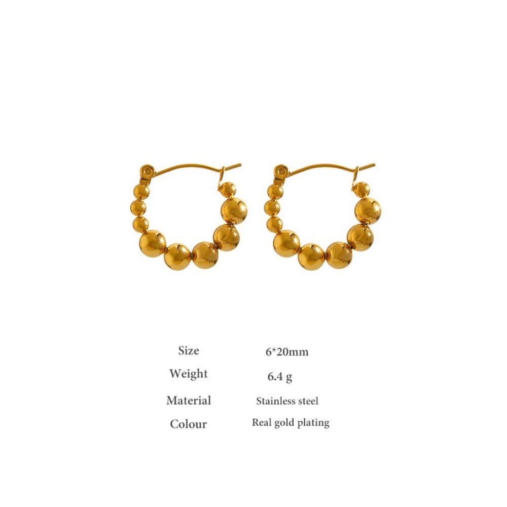 ^NEW 18K Gold Plated Bead Round Hoop Earrings - Picture 6 of 6